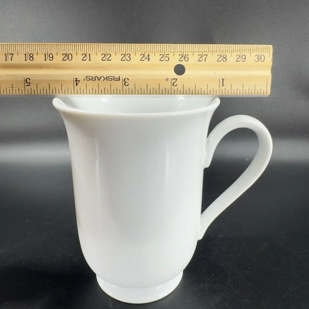 Pottery Barn PB White Porcelain Footed Coffee Mug Cup Set 2 Mugs Cups‎ Japan VTG